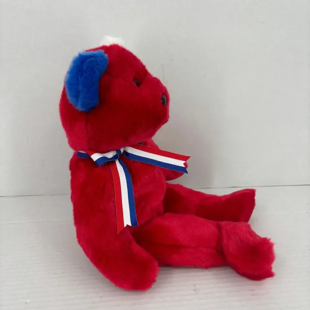 Ty Beanie Buddies America Teddy Bear Plush Red Flag 14 Inch‎ Vintage 2002